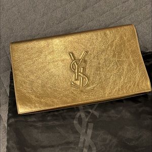 YSL embossed clutch Gold